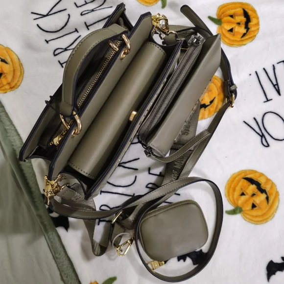 [SOLD] RARE SET* TIKTOK VIRAL STEVE MADDEN BEVELYN OLIVE PURSE & MATCHING WALLET - Picture 2 of 9